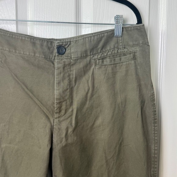 Banana Republic Martin Fit Pants 12 Olive Green Wide Leg Side Slit Chino Vintage - Picture 3 of 8